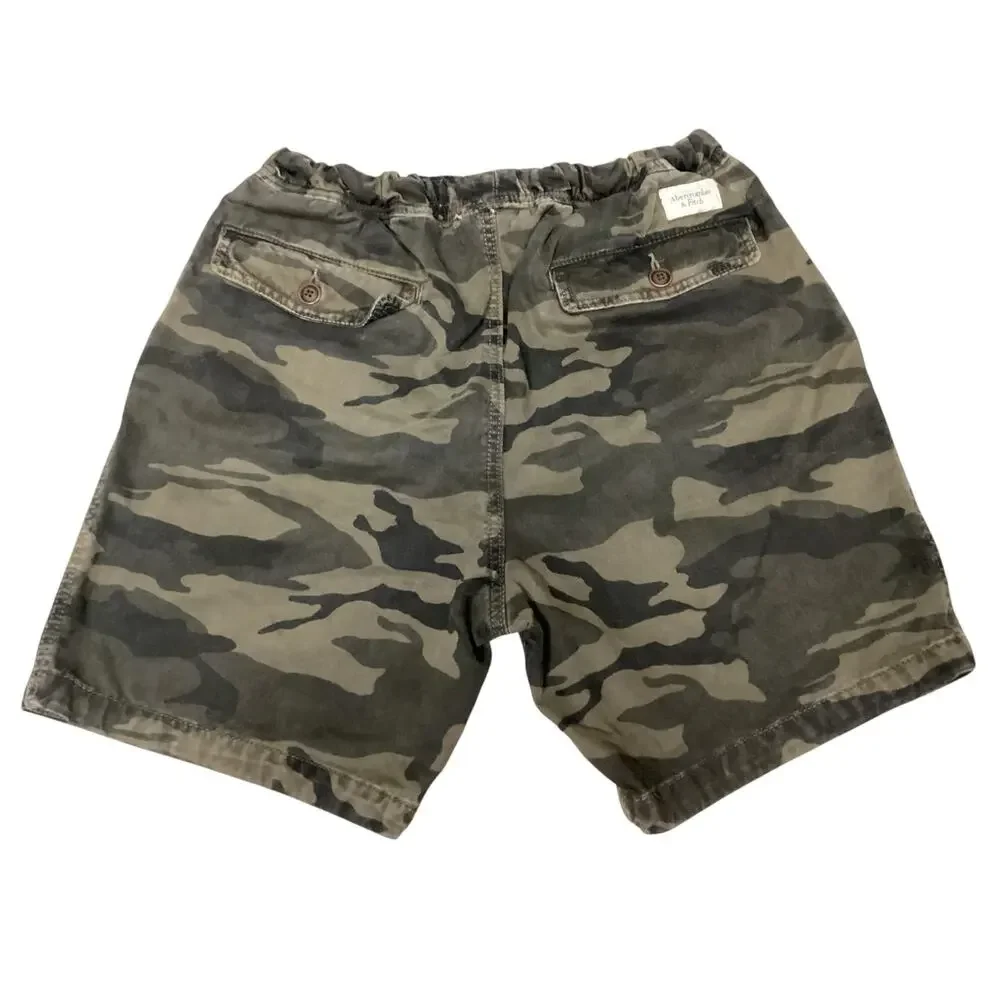 Abercrombie & Fitch Men's Camo Cotton Drawstring Pull-On Shorts Elastic Waist L